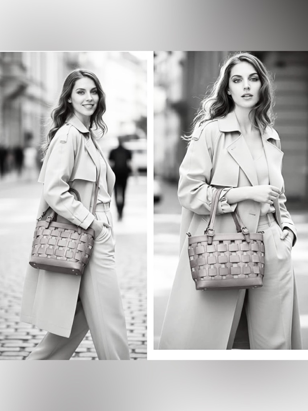 Tan Woven Leather Handbag/Shoulder Bag - Picture 3 of 11